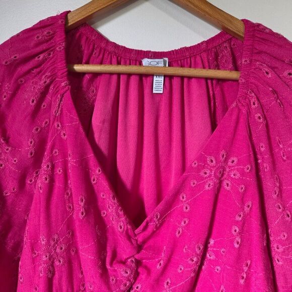EUC SOFIE JEANS BY SOFIA VERGARA PINK V NECK BABYDOLL BRODERIE ANGLAISE TOP XXL - Picture 11 of 16